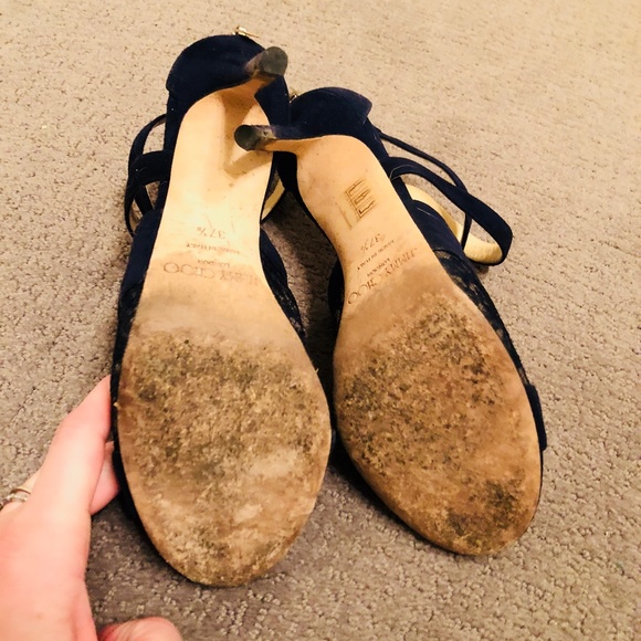 Jimmy Choo 'Vantage' Suede and Lace Heels - Picture 7 of 8